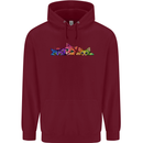 Three Colourful Cats Mens 80% Cotton Hoodie Maroon