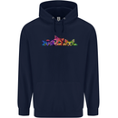 Three Colourful Cats Mens 80% Cotton Hoodie Navy Blue