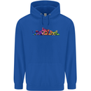 Three Colourful Cats Mens 80% Cotton Hoodie Royal Blue