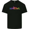 Three Colourful Cats Mens Cotton T-Shirt Tee Top Black