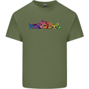 Three Colourful Cats Mens Cotton T-Shirt Tee Top Military Green
