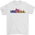 Three Colourful Cats Mens T-Shirt 100% Cotton White