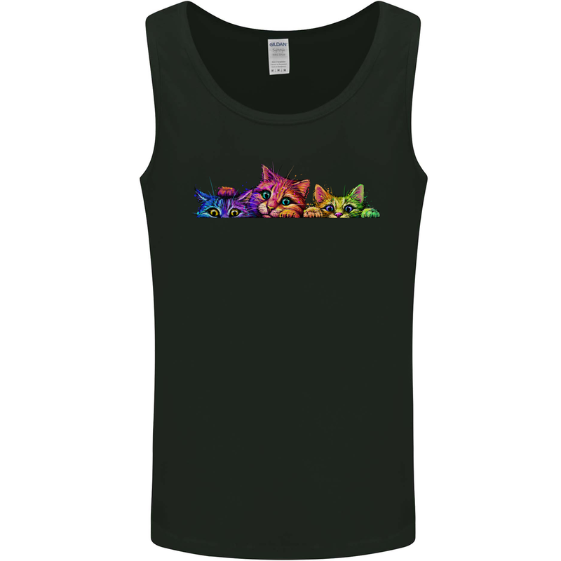 Three Colourful Cats Mens Vest Tank Top Black