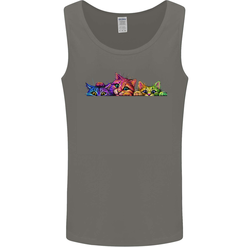 Three Colourful Cats Mens Vest Tank Top Charcoal