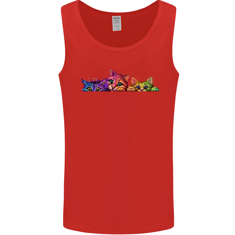 Three Colourful Cats Mens Vest Tank Top Red