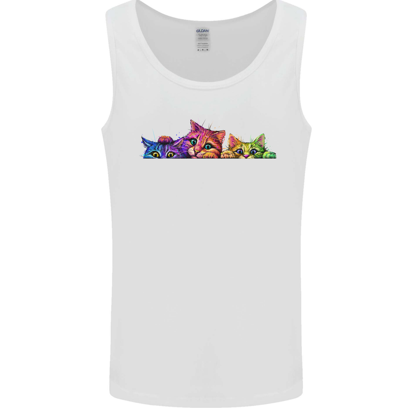 Three Colourful Cats Mens Vest Tank Top White