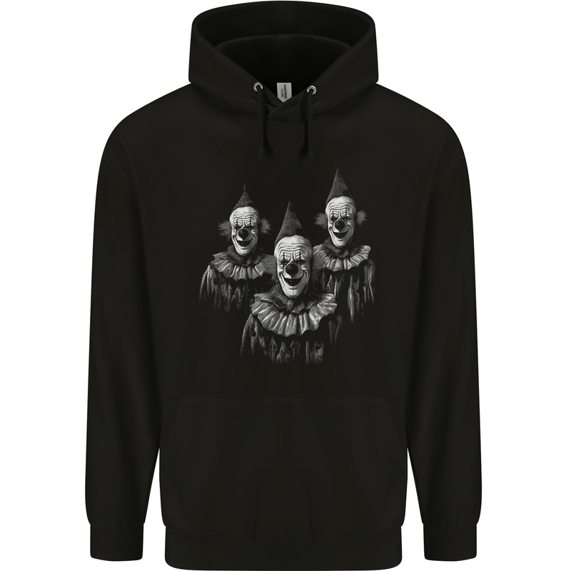 Three Creepy Halloween Clowns Childrens Kids Hoodie Black