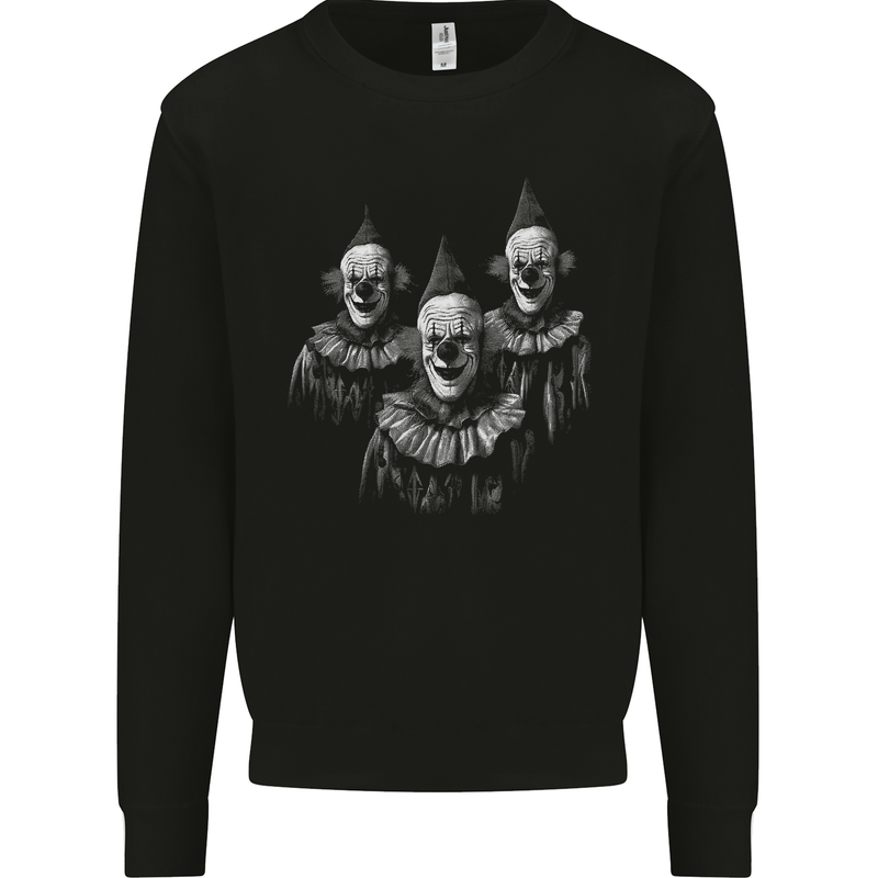 Three Creepy Halloween Clowns Mens Sweatshirt Jumper Black