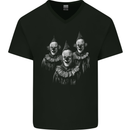 Three Creepy Halloween Clowns Mens V-Neck Cotton T-Shirt Black