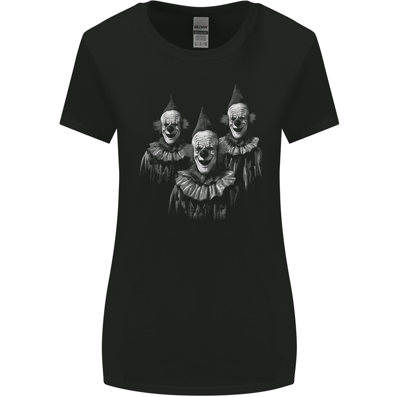 Three Creepy Halloween Clowns Womens Wider Cut T-Shirt Black