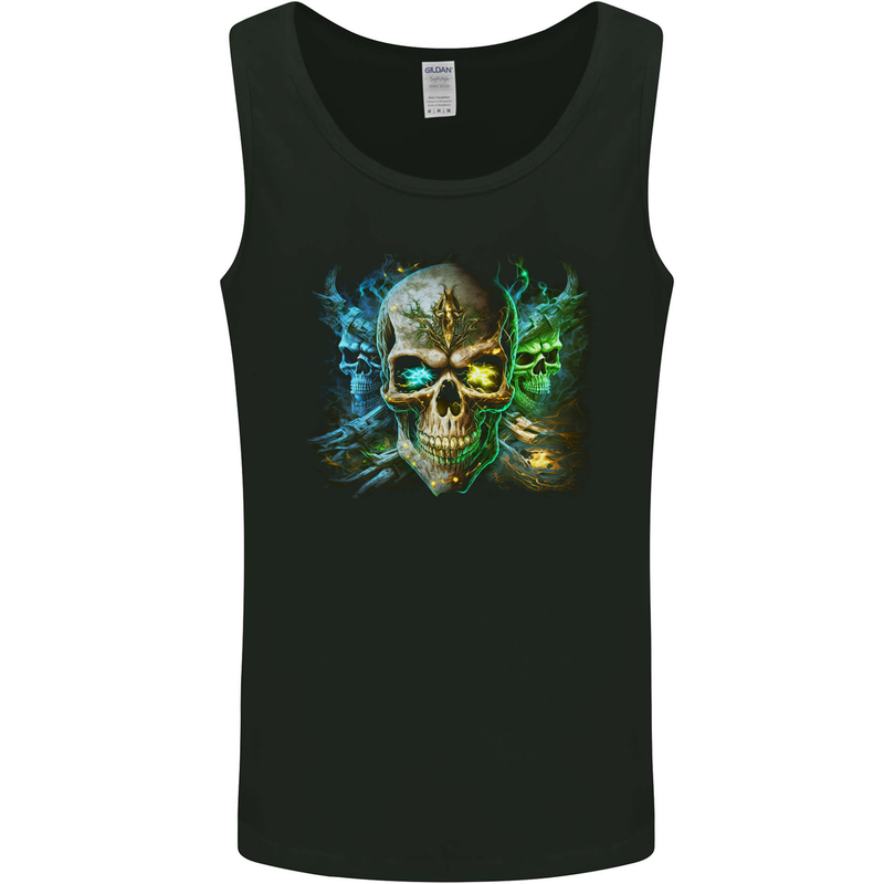 Three Demon Skulls Mens Vest Tank Top Black