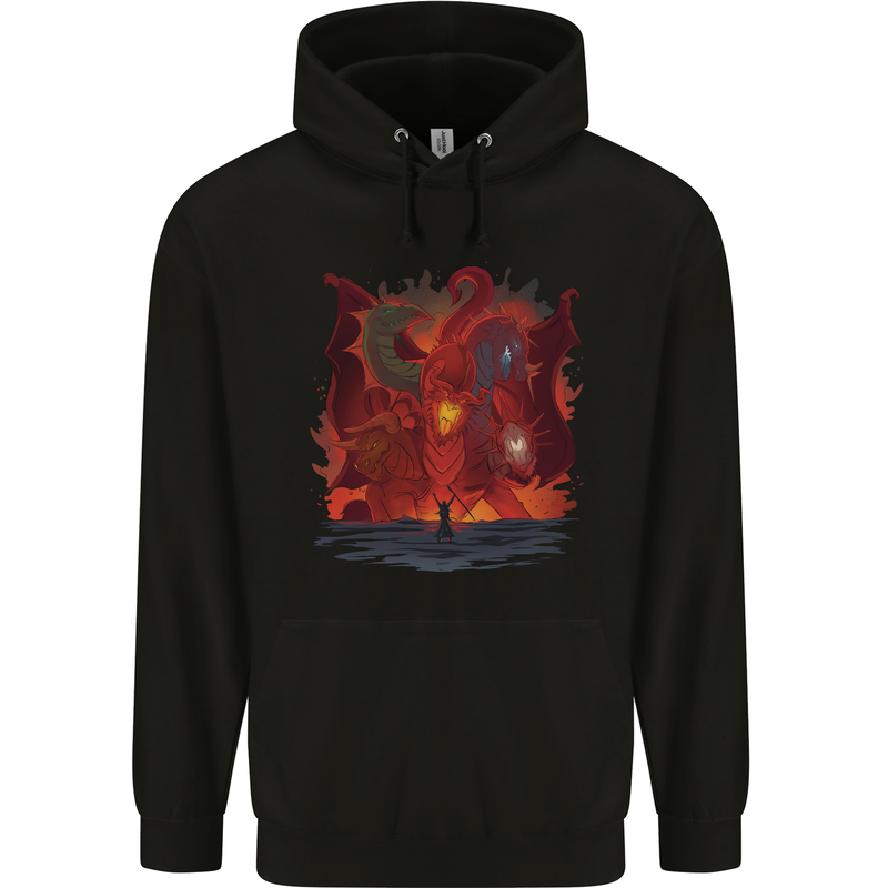Three Headed Dragon Fantasy Childrens Kids Hoodie Black