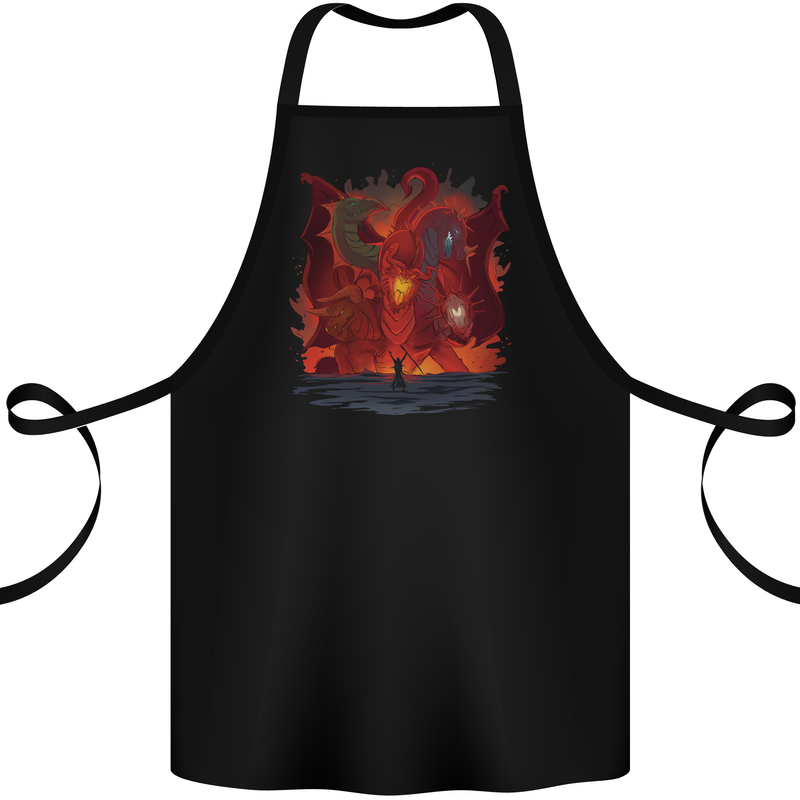 Three Headed Dragon Fantasy Cotton Apron 100% Organic Black