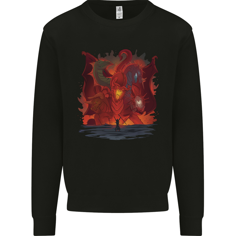 Three Headed Dragon Fantasy Mens Sweatshirt Jumper Black