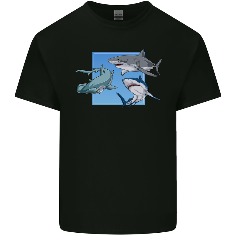 Three Sharks Kids T-Shirt Childrens Black