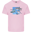 Three Sharks Kids T-Shirt Childrens Light Pink