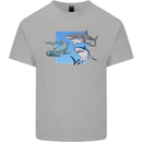 Three Sharks Kids T-Shirt Childrens Sports Grey