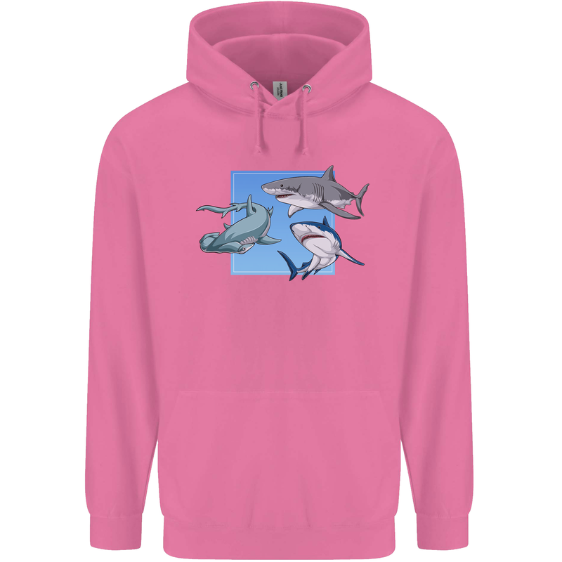 Three Sharks Mens 80% Cotton Hoodie Azelea