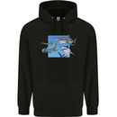 Three Sharks Mens 80% Cotton Hoodie Black
