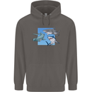 Three Sharks Mens 80% Cotton Hoodie Charcoal