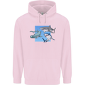 Three Sharks Mens 80% Cotton Hoodie Light Pink