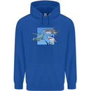 Three Sharks Mens 80% Cotton Hoodie Royal Blue