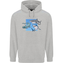 Three Sharks Mens 80% Cotton Hoodie Sports Grey
