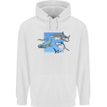 Three Sharks Mens 80% Cotton Hoodie White