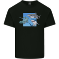 Three Sharks Mens Cotton T-Shirt Tee Top Black