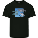 Three Sharks Mens Cotton T-Shirt Tee Top Black
