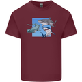 Three Sharks Mens Cotton T-Shirt Tee Top Maroon