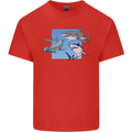 Three Sharks Mens Cotton T-Shirt Tee Top Red