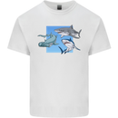 Three Sharks Mens Cotton T-Shirt Tee Top White
