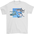 Three Sharks Mens T-Shirt 100% Cotton White