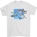 Three Sharks Mens T-Shirt 100% Cotton White