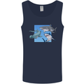 Three Sharks Mens Vest Tank Top Navy Blue