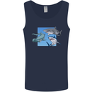 Three Sharks Mens Vest Tank Top Navy Blue