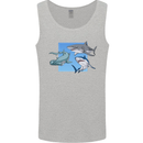 Three Sharks Mens Vest Tank Top Sports Grey
