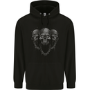 Three Skulls With Chains Heavy Metal Rock Music Mens 80% Cotton Hoodie Black