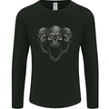 Three Skulls With Chains Heavy Metal Rock Music Mens Long Sleeve T-Shirt Black