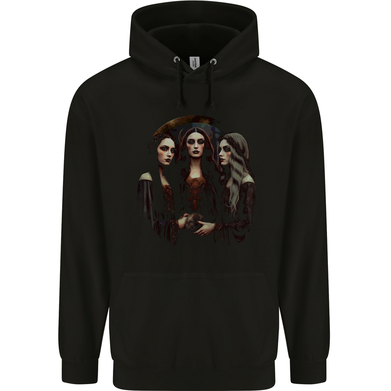 Three Witches Fantasy Witchcraft Sorcery Mens 80% Cotton Hoodie Black