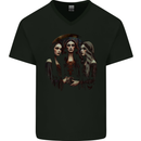 Three Witches Fantasy Witchcraft Sorcery Mens V-Neck Cotton T-Shirt Black
