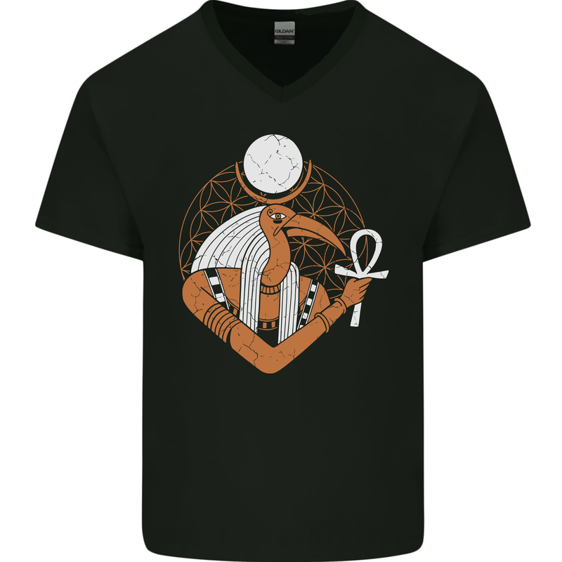 Throth Ancient Egyptian God Egypt Mens V-Neck Cotton T-Shirt Black