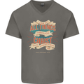 Through Christ  Christian Jesus God Cross Faith Mens V-Neck Cotton T-Shirt Charcoal
