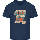 Through Christ  Christian Jesus God Cross Faith Mens V-Neck Cotton T-Shirt Navy Blue