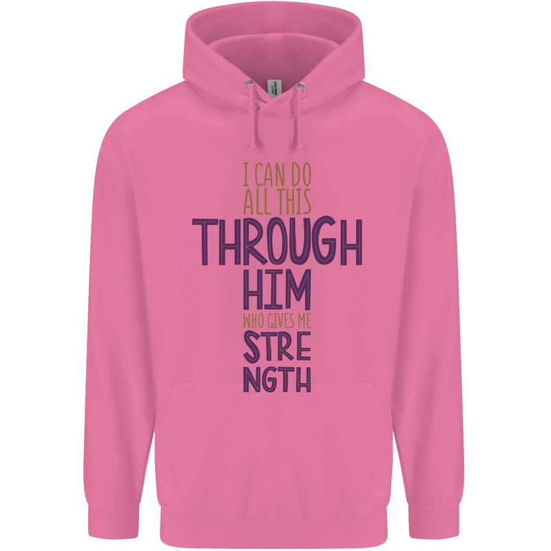 Through Him Christian Jesus God Christ Faith Mens 80% Cotton Hoodie Azelea
