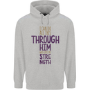 Through Him Christian Jesus God Christ Faith Mens 80% Cotton Hoodie Sports Grey