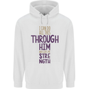 Through Him Christian Jesus God Christ Faith Mens 80% Cotton Hoodie White