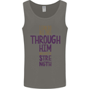 Through Him Christian Jesus God Christ Faith Mens Vest Tank Top Charcoal