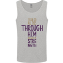 Through Him Christian Jesus God Christ Faith Mens Vest Tank Top Sports Grey